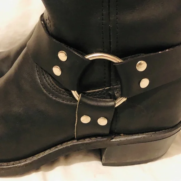 Black Frye Biltrite Boots size 6 1/2 square toe with silver buckle. - Picture 6 of 12